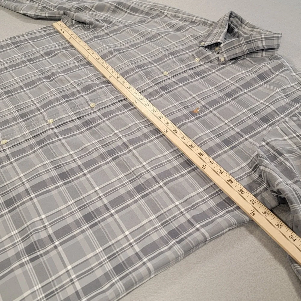 Polo‎ Ralph Lauren Performance Button Down Shirt Gray Plaid Pony Logo Men's 3XLT